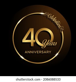 40th anniversary logo. Golden anniversary celebration emblem design for booklet, leaflet, magazine, brochure poster, web, invitation or greeting card. Ring vector illustrations. EPS 10