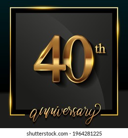 40th anniversary logo golden colored isolated on black background, vector design for greeting card and invitation card.