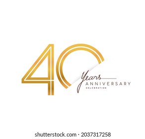 40th anniversary logo golden colored with linked number isolated on white background, vector design for greeting card and invitation card.