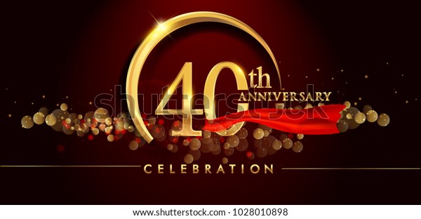 40th Anniversary Logo Golden Ring Confetti Stock Vector (Royalty Free ...