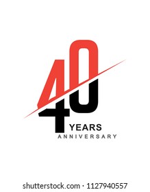 40th anniversary logo red and black swoosh design isolated on white background for anniversary celebration.