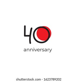 40th anniversary logo template with insulated 40th anniversary icon label on white, black and white stamp, forty years birthday seal symbol.