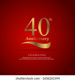 40th anniversary logo text decorative. With red background. Ready to use. Vector Illustration EPS 10