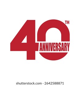 Logotipo do 40º aniversário. Banner de comemoração de aniversário de 40 anos, cartaz, cartão de saudação. Número 40 logotipo moderno, adesivo, rótulo, tag vetor ilustração.