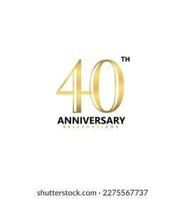 40th Anniversary logotype golden design, Forty years Celebrating Anniversary.