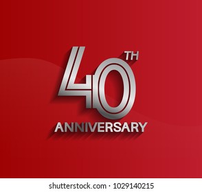 40th anniversary logotype silver color with multiple line style for celebration event