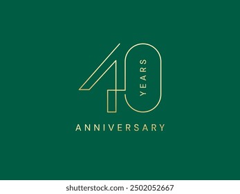 40th Anniversary luxury gold celebration with Connected lines number logo typography vector design concept. Forty years anniversary gold logo template for celebration event, invitation, greeting, card