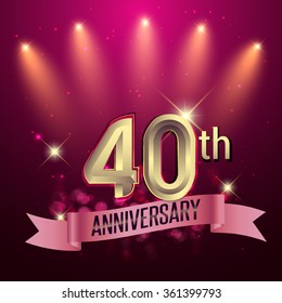 40th Anniversary, Party poster, banner or invitation - background glowing element. Vector Illustration.