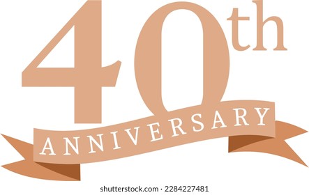 40th anniversary with ribbon, golden text