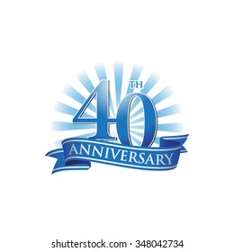 40th Anniversary Ribbon Logo With Blue Rays Of Light