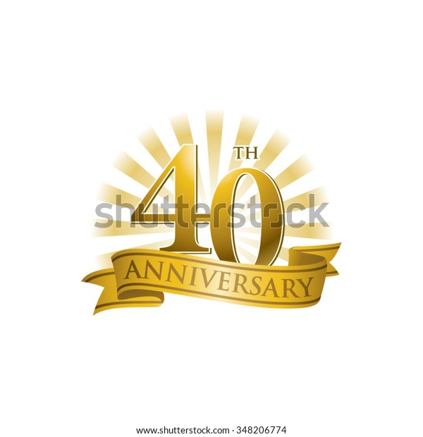 Th Anniversary Ribbon Logo Golden Rays Stock Vector Royalty Free