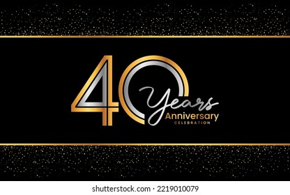40. Jubiläum Vorlage Design. Jubiläumslogo-Design in goldener Farbe für Feierlichkeiten, Einladung, Grußkarte, Flyer, Banner, Poster, Doppelzeilenlogo, Vektorgrafik