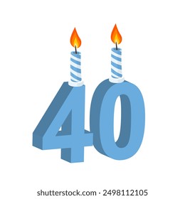 40th birthday.  Anniversary celebration with a burning candle, vector illustration - Powered by Shutterstock - Get 15% off with code: PIKWIZARD15