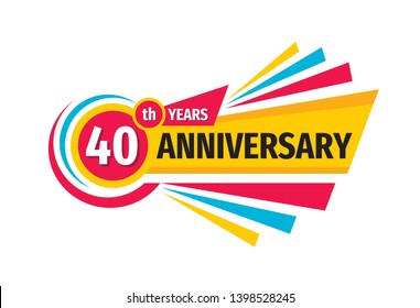 40th birthday banner logo design. 
Forty years anniversary badge emblem. Abstract geometric poster.