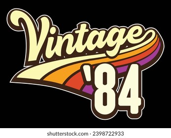 40th Birthday vector illustration for shirt and birthday gift for her and for him. 80s retro style born in 1984 graphic.