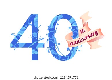 40th (fortieth) anniversary. Vector paint digit