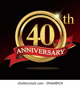 40th golden anniversary logo. with ring and ribbon.