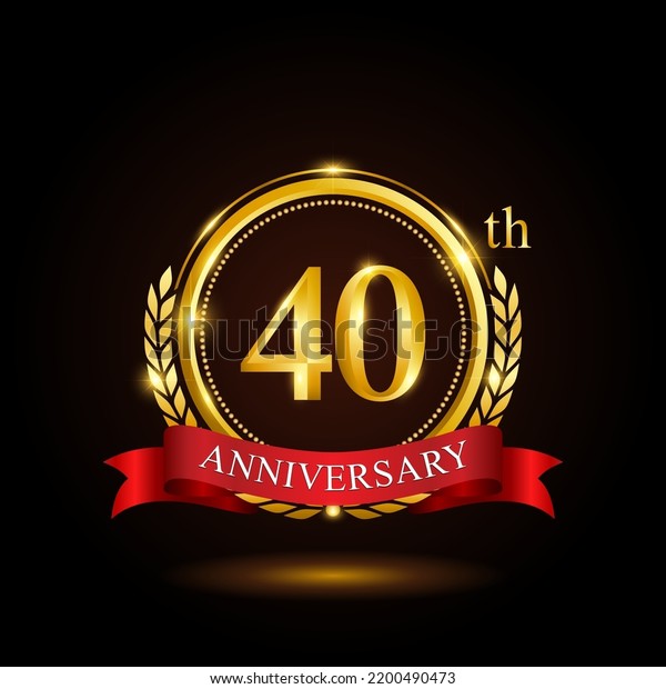 40th Golden Anniversary Template Design Shiny Stock Vector (Royalty ...