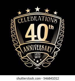 40th Shield Anniversary logo. Vector and illustration. 40 years logo.