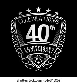 40th Shield Anniversary logo. Vector and illustration. 40 years logo.