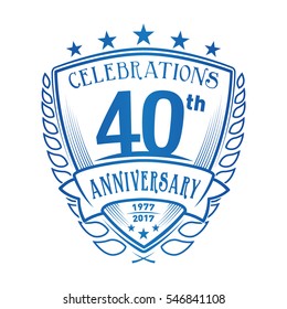 40th Shield Anniversary logo. Vector and illustration. 40 years logo. 