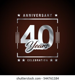 40th Silver anniversary logo, laurel wreath isolated on brown background, vector design