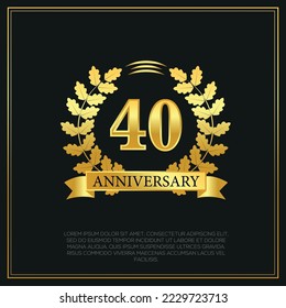 40th Year anniversary celebration background.  Golden numbers with gold ribbon, vector design.
