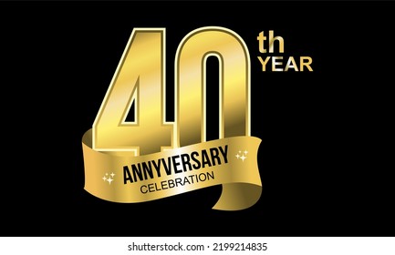 40th Year Anniversary Celebration.
Gold handwritten birthday logotype for celebration events, weddings, greeting cards and invitations, etc.
