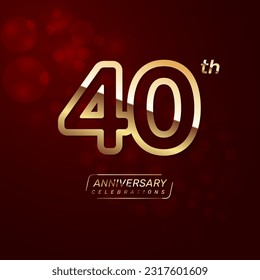 40th year anniversary logo design with a double line concept in gold color