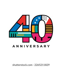 40 años de celebración del aniversario diseño del logo vectorial