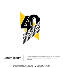 40th years anniversary celebration emblem. anniversary logo isolated with geometric badge on white background. vector illustration template design for web, flyers, poster, invitation or greeting card