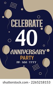40th years anniversary design for greeting invitation with balloon elegant design template