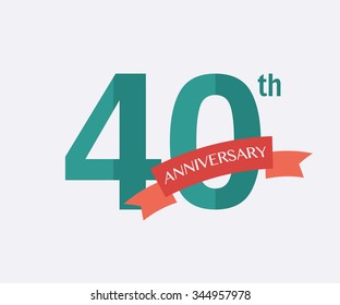 40th Years Anniversary Icon. Vector Logo For Design