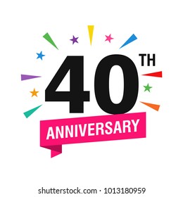 40th Years Anniversary Logo Design Vector. Modern Illustration
