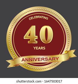 Plantilla de logo para conmemorar los 40 años, diseño de vectores dorados para celebración, invitación o tarjeta de saludo