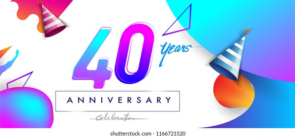 40th years anniversary logo, vector design birthday celebration with colorful geometric background and abstract elements.