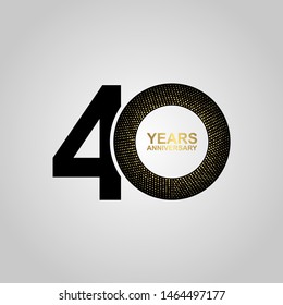 40th Years Anniversary modern Logo Icon Template, Anniversary lettering with gold color. Vector EPS 10. Birthday celebration number.