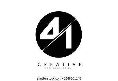 41 4 1 Number Logo Design with a Creative Cut and Black Circle Background. Creative logo design.