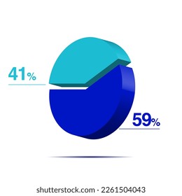 41 59 forty one fifty nine 3d Isometric pie chart diagram for business presentation. Vector infographics illustration eps.