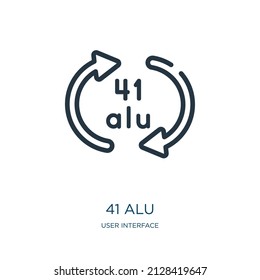 Icono de línea delgada de 41 alu. 41, código de iconos lineales del concepto de interfaz de usuario, signo de contorno aislado. Elemento de símbolo de ilustración vectorial para diseño web y aplicaciones.