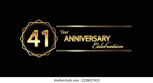 41 anniversary celebration. 41st anniversary celebration banner. 41 year anniversary celebration with hexagonal and black background.	