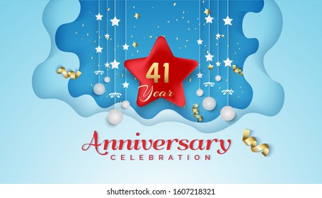 41 anniversary celebration design with a new style of paper cut and star.