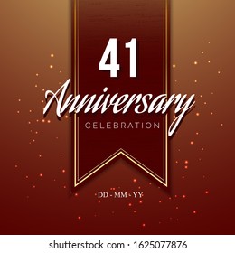 41 Anniversary celebration luxury design with wood motive background on the ribbon. anniversary celebration design template.