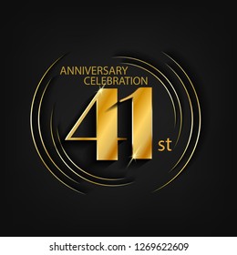 41 anniversary gold with a circle frame and a dark background, giving the impression of luxury