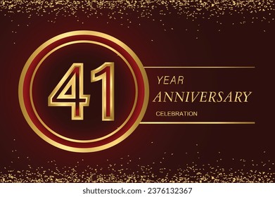 41 anniversary logo with confetti and golden ring. vector design for greeting card and invitation card.