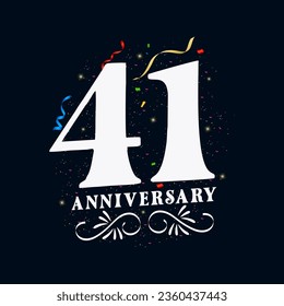 41 Anniversary luxurious Golden color 41 Years Anniversary Celebration Logo Design Template