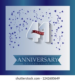 41 Anniversary template design white and blue color with a bright blue background