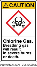 41 ANSI Z535 GHS Chemicals Label and Hazard CAUTION Chlorine Gas Breathing Gas Will Result in Severe Burns or Death Vertical White