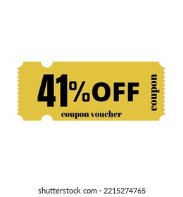 41% big sale discount, special offer,(Black Friday) coupon voucher number tag vector illustration