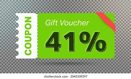 41% coupon promotion sale for website, internet ads, social media. Big sale and super sale coupon code 41 percent discount gift voucher coupon vector illustration summer offer ends weekend holiday